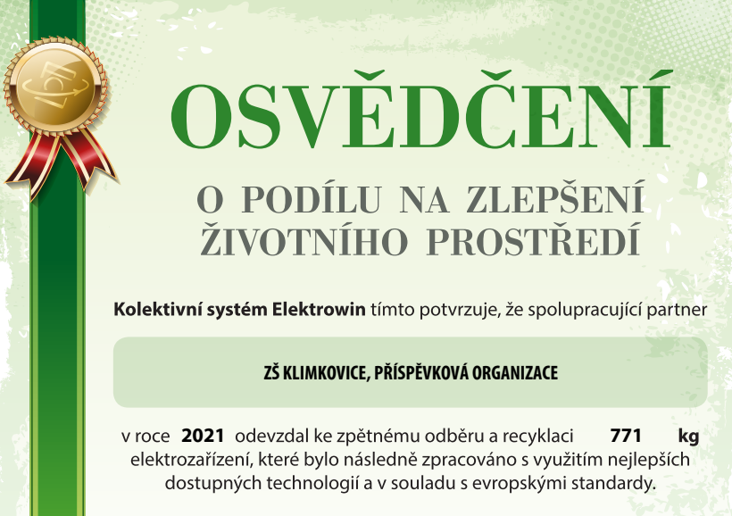 ZŠ Klimkovice se podílí na zlepšení životního prostředí