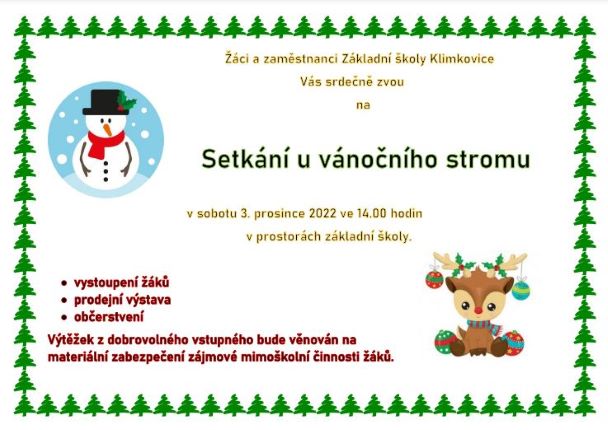 POZVÁNKA NA SETKÁNÍ U VÁNOČNÍHO STROMU
